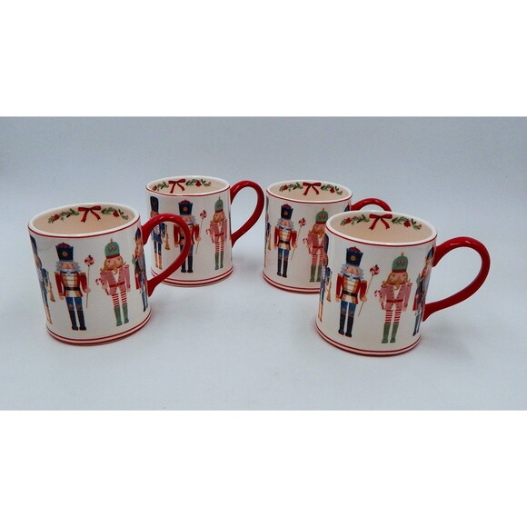 SUR LA TABLE Nutcracker Set of 4 Coffee Mugs Christmas Hot Chocolate 17.8 oz - Picture 1 of 8